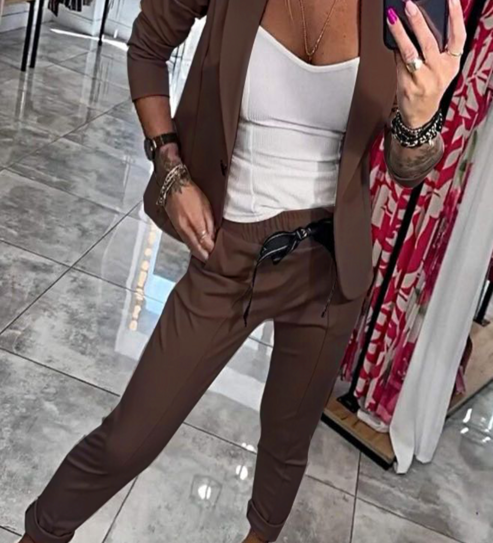Moxie - Komplet damski dwuczęściowy top z kurtką i elastyczne spodnie