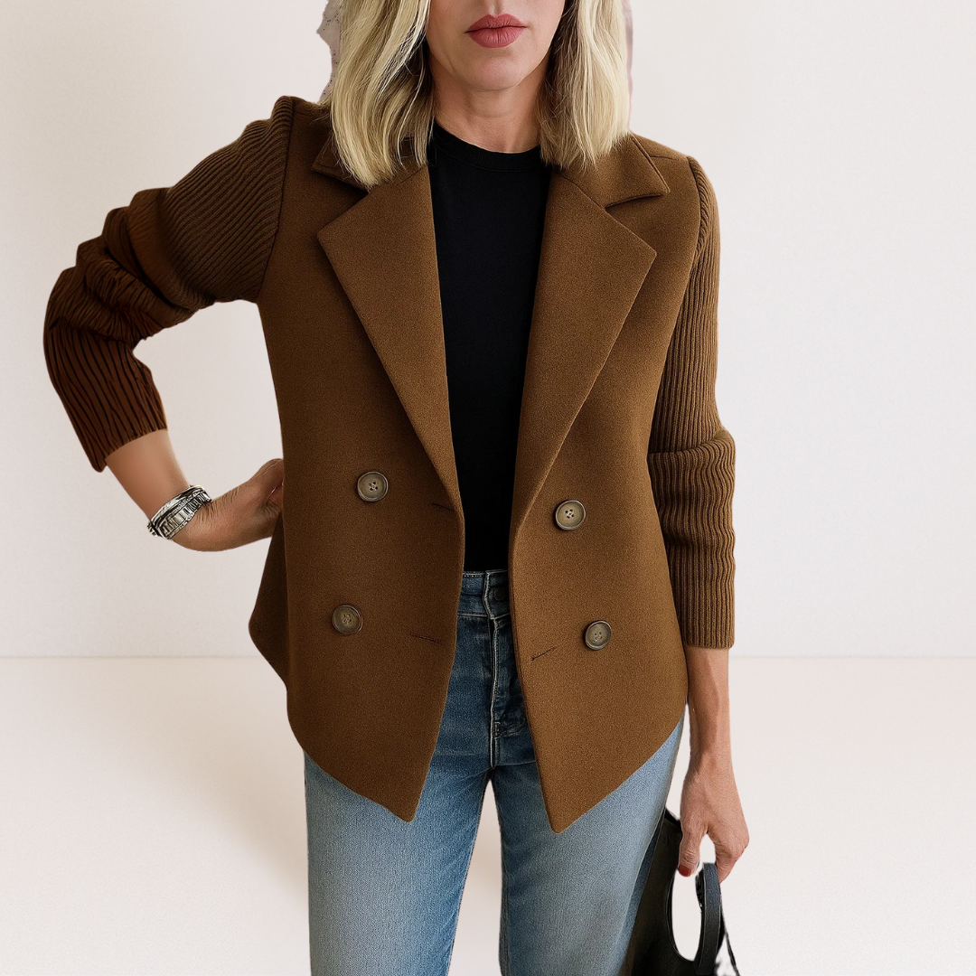 Martine™ - Elegancka Kurtka z Dzianinowymi Rękawami