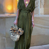 Elena | Kimono Draped Braids Cover Up Slit Maxi Dress