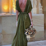 Elena | Kimono Draped Braids Cover Up Slit Maxi Dress