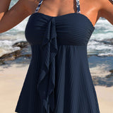Bella | Ruffled Halter Tankini Swim Set