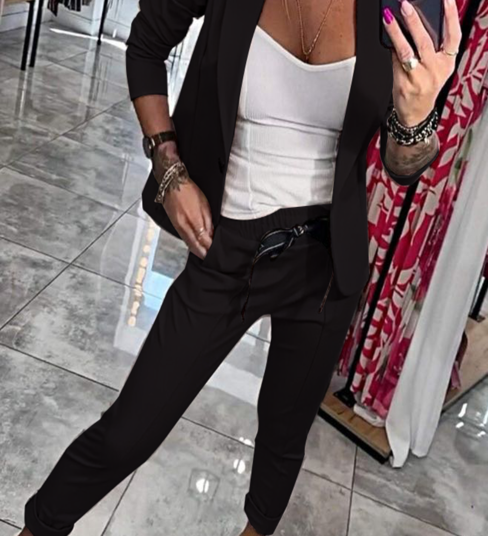 Moxie - Komplet damski dwuczęściowy top z kurtką i elastyczne spodnie