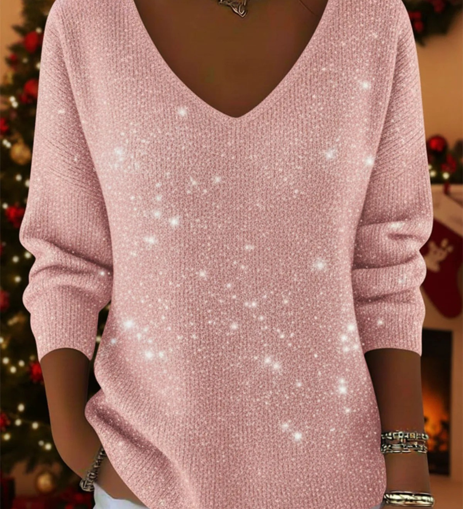 Lorienne – Świąteczny sweter z dekoltem