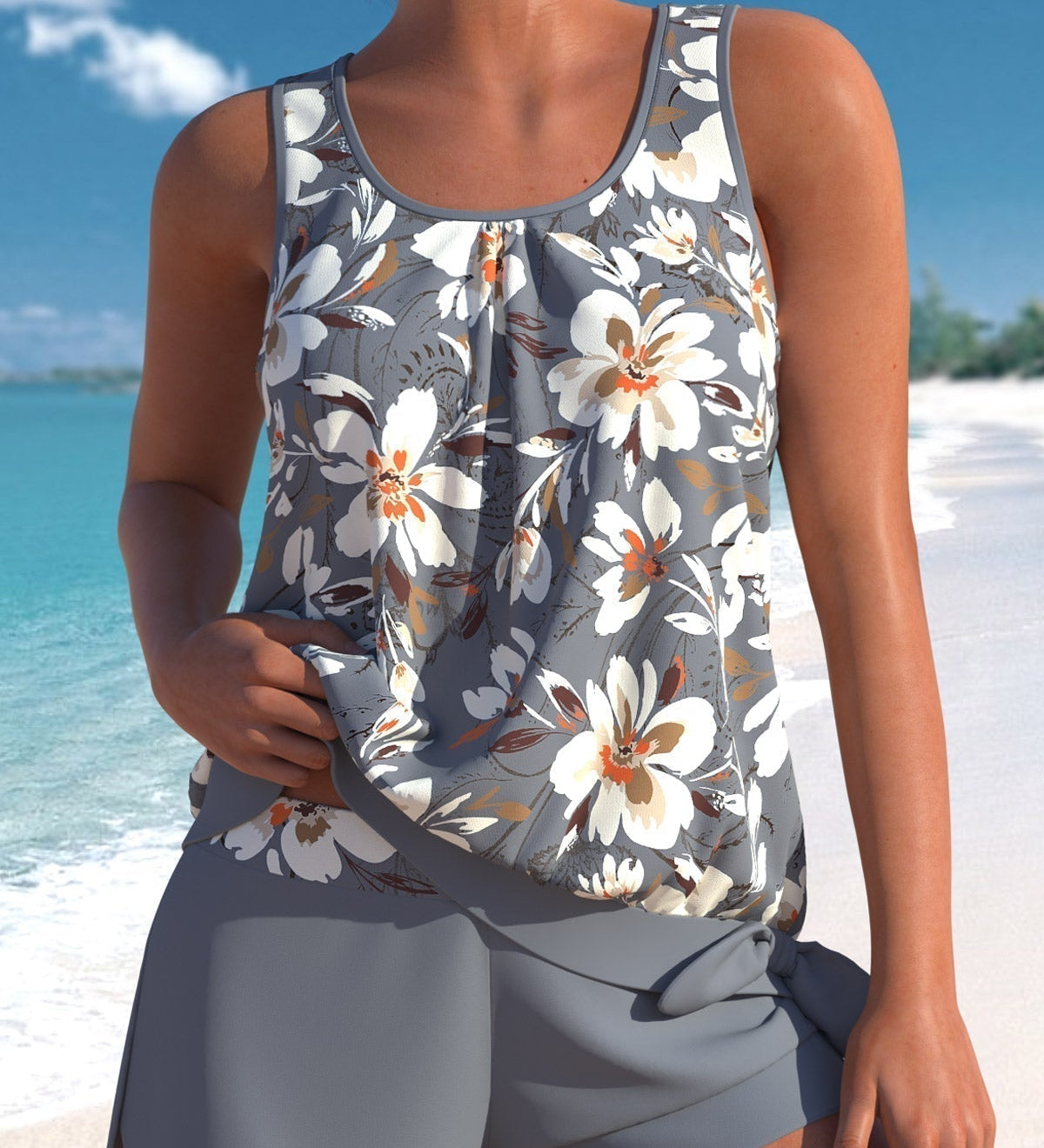 Helena | Stylowy zestaw tankini w kwiaty dla kobiet