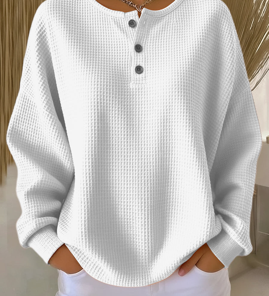 Kailani – Waflowa bluza z eleganckim kołnierzem
