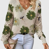 Wysława – Elegancki sweter z kwiatami