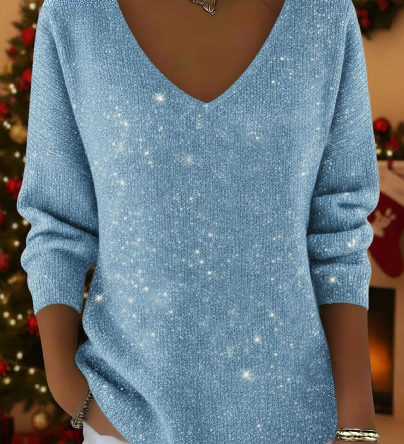 Lorienne – Świąteczny sweter z dekoltem