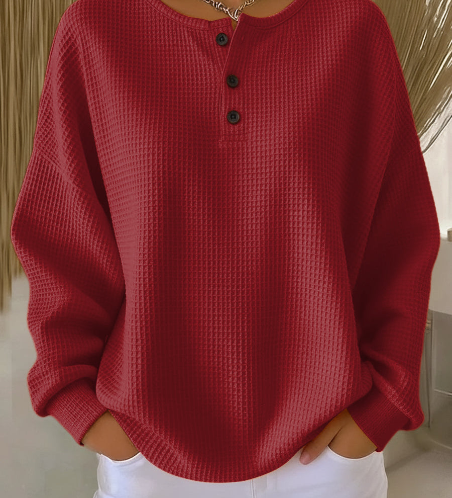 Kailani – Waflowa bluza z eleganckim kołnierzem