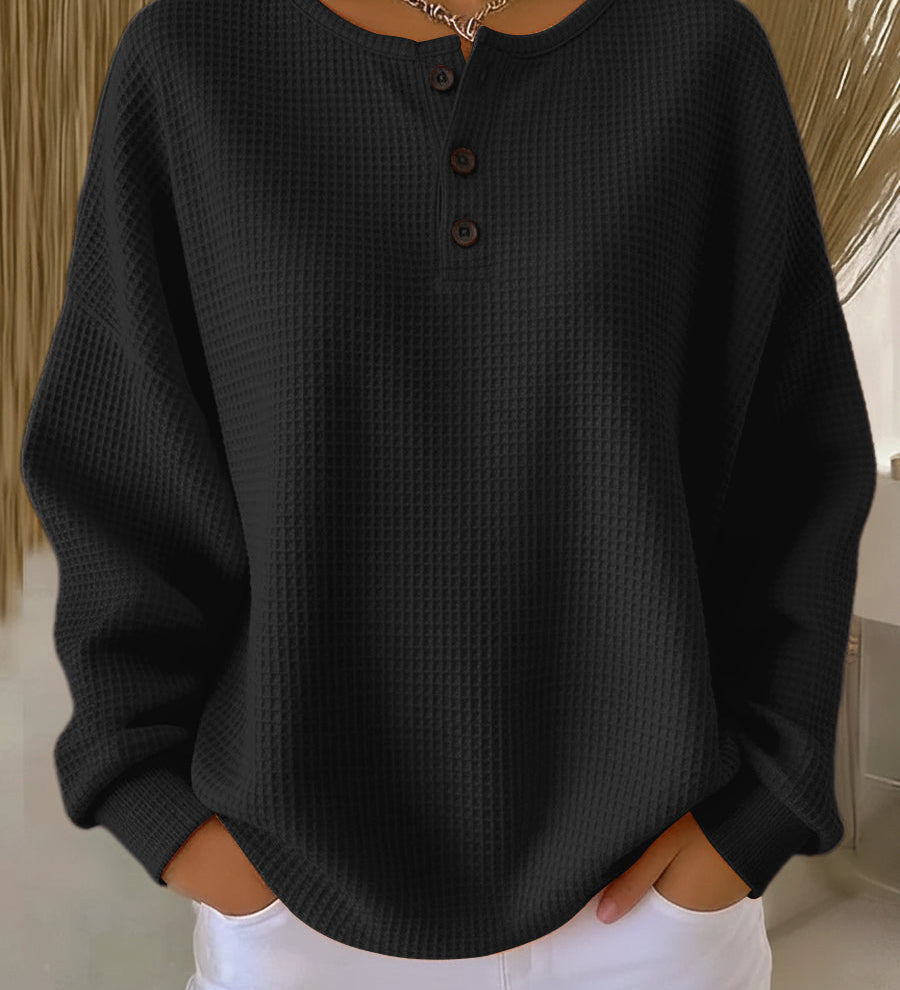 Kailani – Waflowa bluza z eleganckim kołnierzem