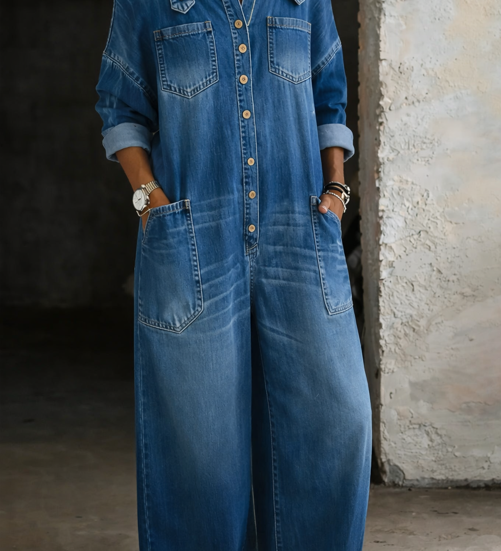 Sophia | Sukienka z denimu z odkrytymi ramionami