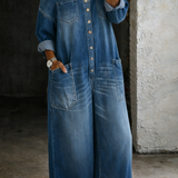 Sophia | Sukienka z denimu z odkrytymi ramionami