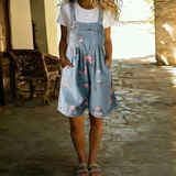 Adriana - Kombinezon w kwiaty z miękkiego denimu z bawełny i vintage'owym wykończeniem