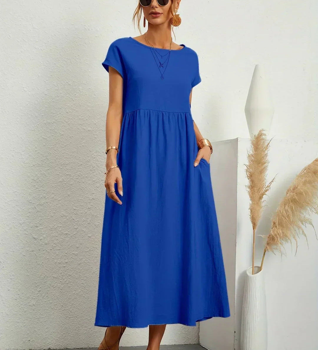 Gabrielle™ — Elegancka, midi sukienka o swobodnym kroju