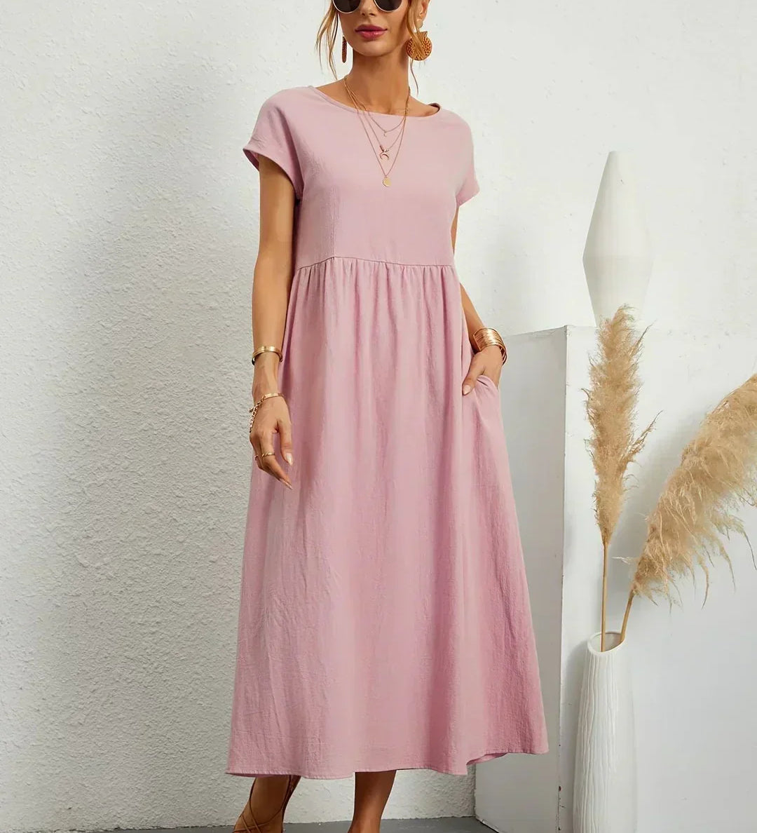 Gabrielle™ — Elegancka, midi sukienka o swobodnym kroju