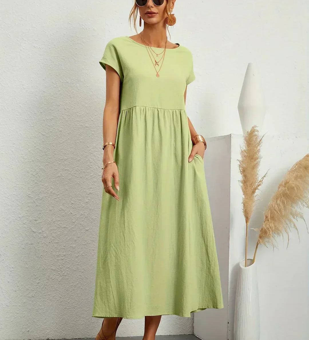 Gabrielle™ — Elegancka, midi sukienka o swobodnym kroju