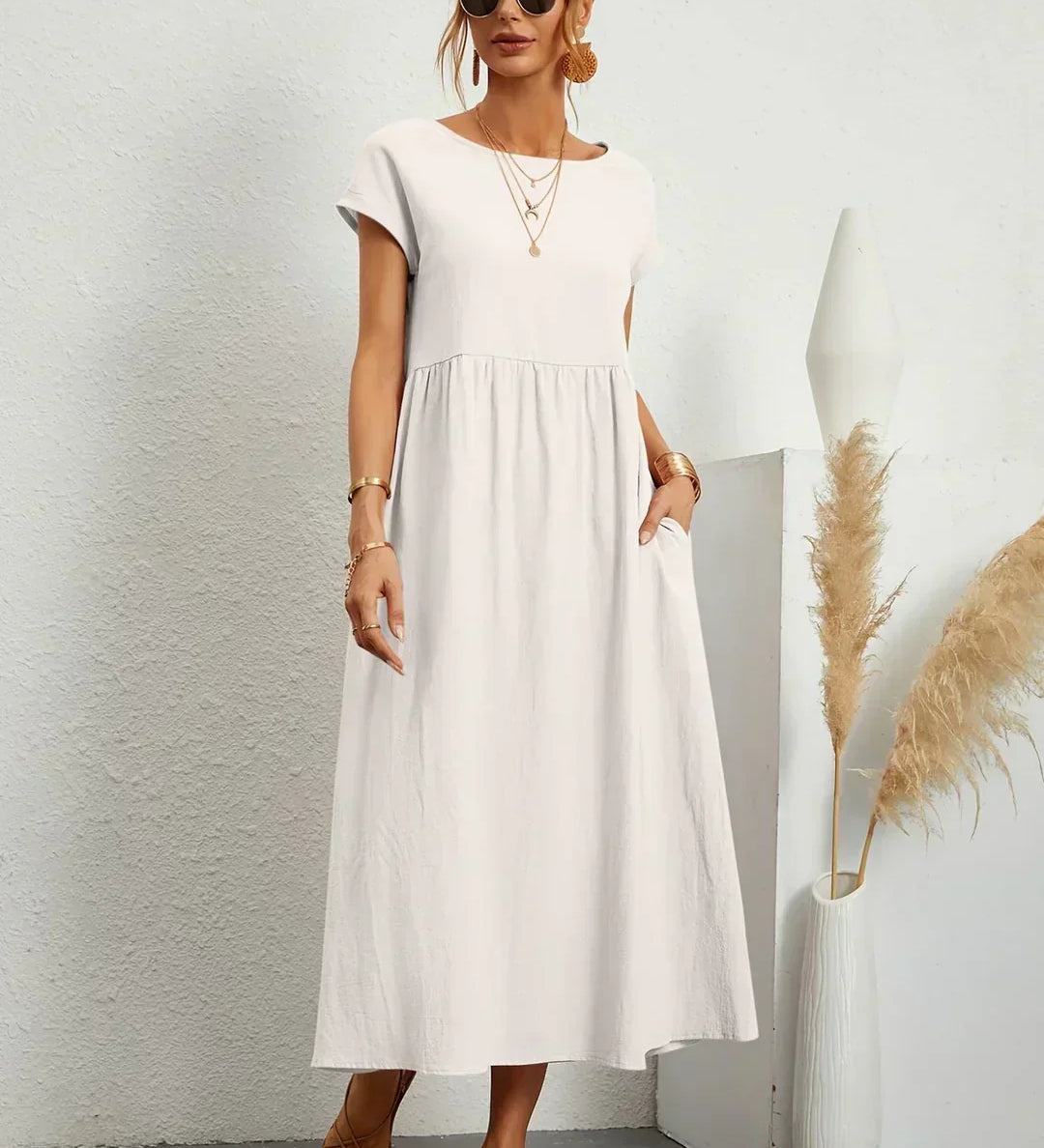 Gabrielle™ — Elegancka, midi sukienka o swobodnym kroju