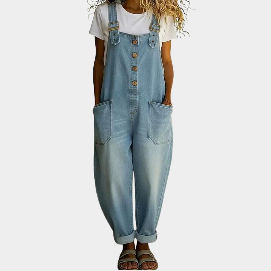 Carmen - Vintage kombinezon z miękkiego denimu z regulowanymi ramiączkami