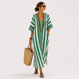 Kaftan Zoé Zielony W paski