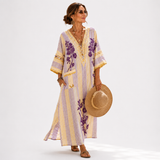 Kaftan Sofia Fioletowy Kwiatowy