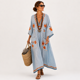 Kaftan Marina Niebieski Haftowany
