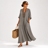 Kaftan Valentina Szary Gładki