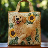 Franciszka – Pikowana torba Golden retriever i słoneczniki