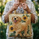Franciszka – Pikowana torba Golden retriever i słoneczniki