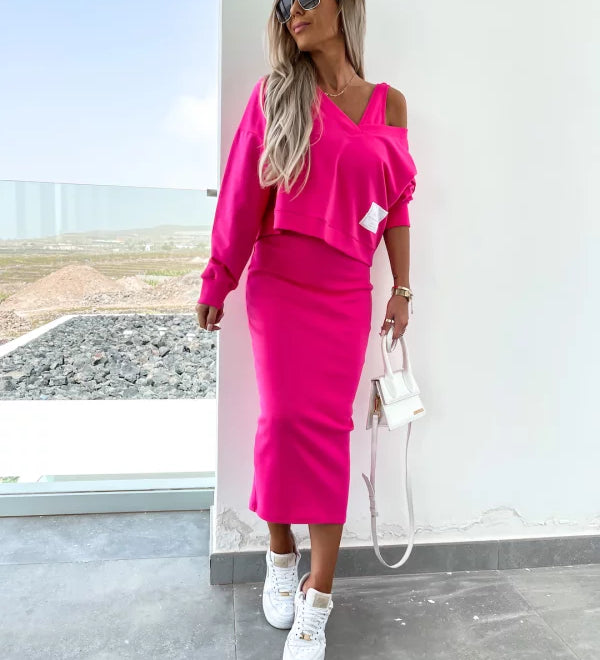 Genowefa – Dopasowany komplet bluzy i spódnicy